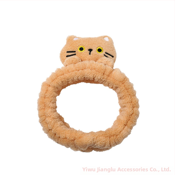 Bandă de față pentru curățare cu urechi de pisică, pluș, antiderapant, model pătrat — Jianglu Jewelry
