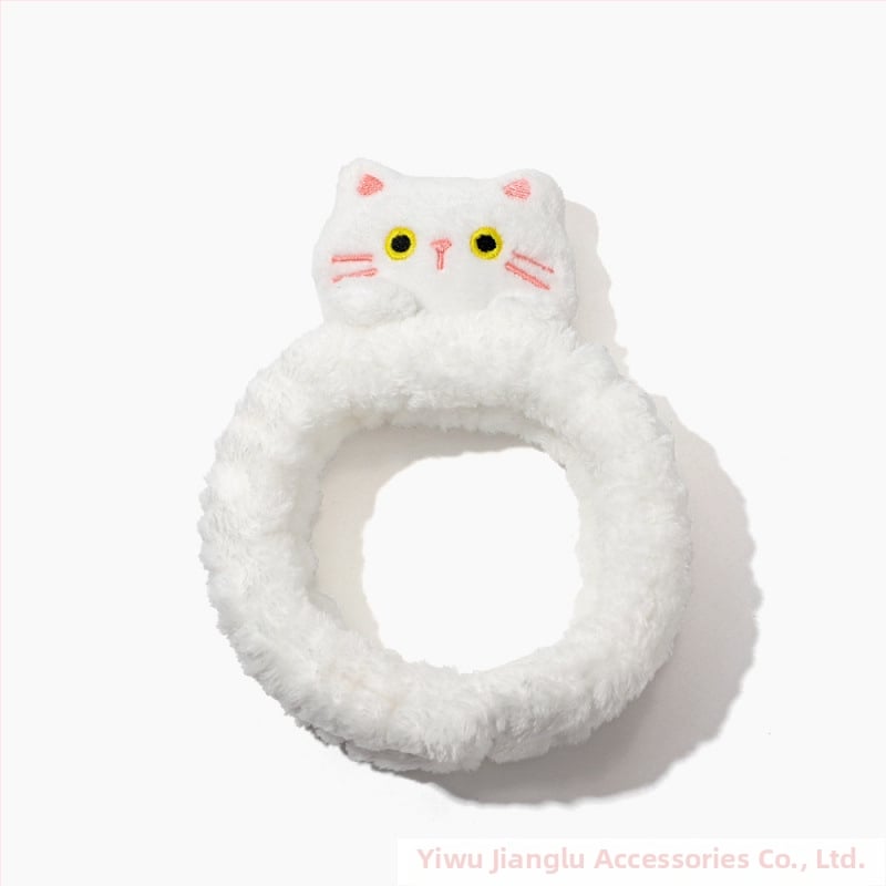 Bandă de față pentru curățare cu urechi de pisică, pluș, antiderapant, model pătrat — Jianglu Jewelry