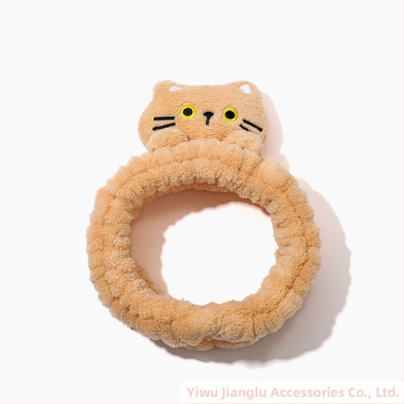 Bandă de față pentru curățare cu urechi de pisică, pluș, antiderapant, model pătrat — Jianglu Jewelry