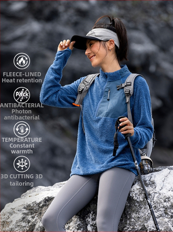 Ζακέτα φλίς με μισό φερμουάρ και ψηλό γιακά, διπλής όψεως φλίς, unisex, για χειμώνα και φθινόπωρο, πολυεστέρας