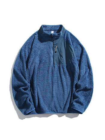 Ζακέτα φλίς με μισό φερμουάρ και ψηλό γιακά, διπλής όψεως φλίς, unisex, για χειμώνα και φθινόπωρο, πολυεστέρας