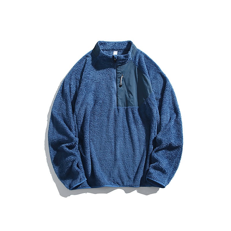 Ζακέτα φλίς με μισό φερμουάρ και ψηλό γιακά, διπλής όψεως φλίς, unisex, για χειμώνα και φθινόπωρο, πολυεστέρας