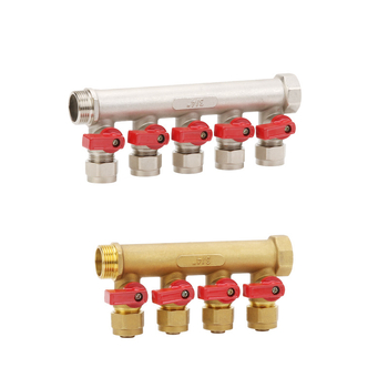 Distribuitor pentru încălzire prin podea, din cupru, placare electrolitică, modelul 03, temperatură de lucru -20 până la 150°C, mediu de lucru: apă