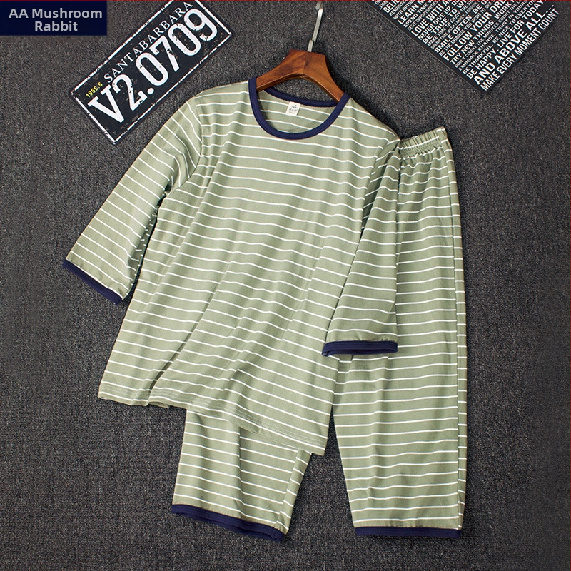 Pijamale pentru copii băieți, vară, din bumbac ușor, cu dungi, 95% bumbac, pentru copii 8+ ani (peste 140 cm), stil lejer