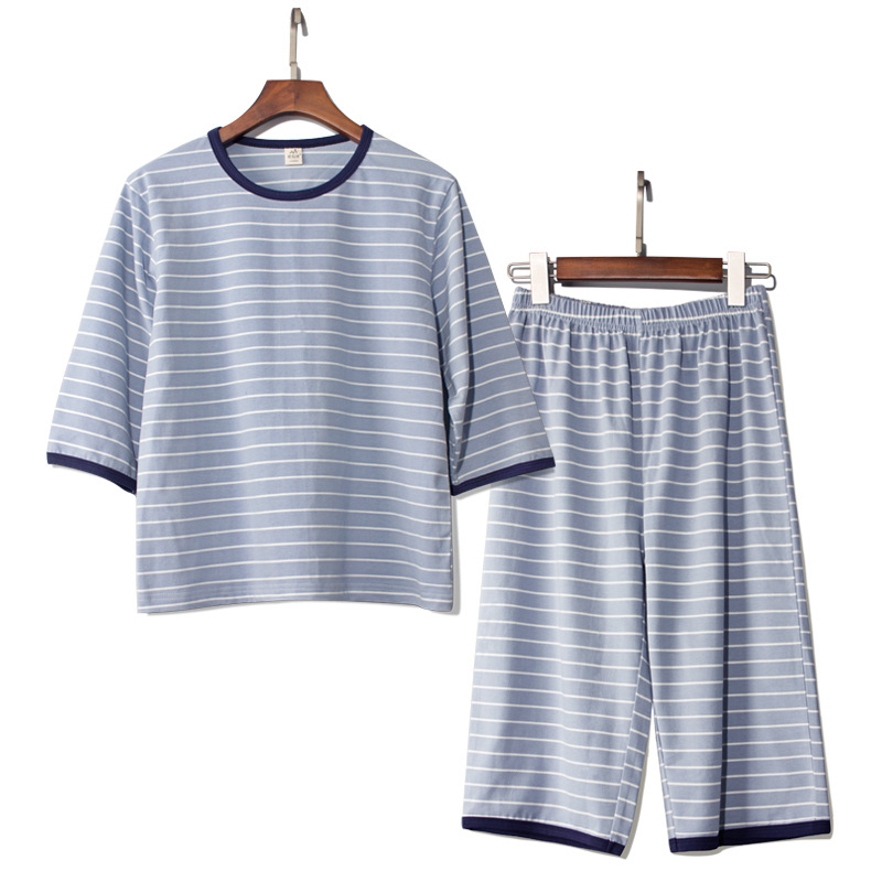 Pijamale pentru copii băieți, vară, din bumbac ușor, cu dungi, 95% bumbac, pentru copii 8+ ani (peste 140 cm), stil lejer