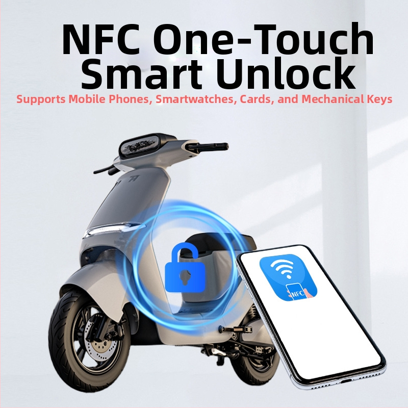 Scuter electric cu pornire fără cheie Bluetooth și citire card NFC, blocare anti-furt — model M_30_E2, 36–120V, încuție electronică, 100 g, impermeabil și reglabil