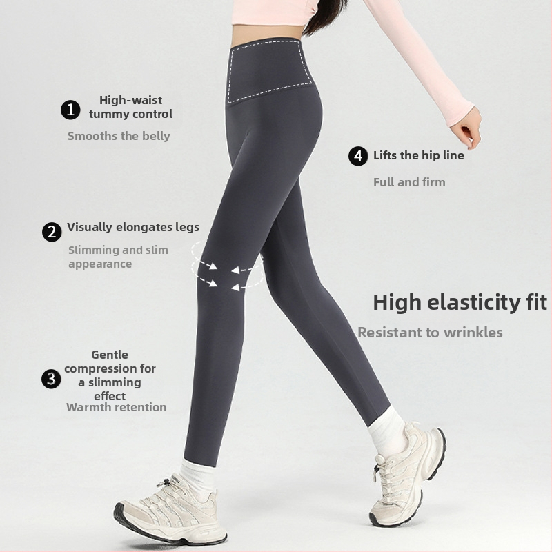 Barbie pantaloni cu talie înaltă de iarnă, amestec nylon-spandex, model geometric, țesătură groasă, croială Slim