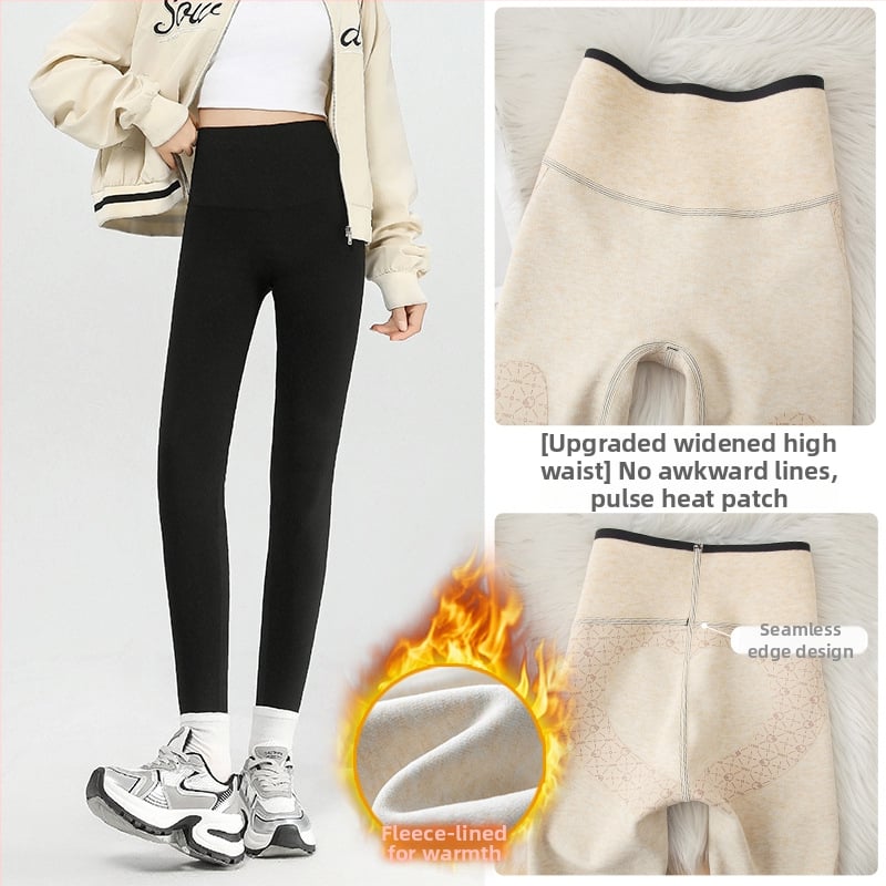 Barbie pantaloni cu talie înaltă de iarnă, amestec nylon-spandex, model geometric, țesătură groasă, croială Slim