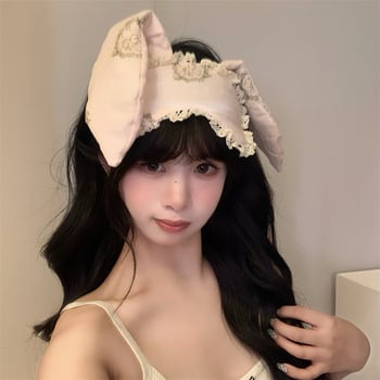 Ruoyang accesorii pentru cap – urechi de pisică / urechi de iepure, stil coreean, material textil, formă de floare, bandă pentru cap și elastic de păr