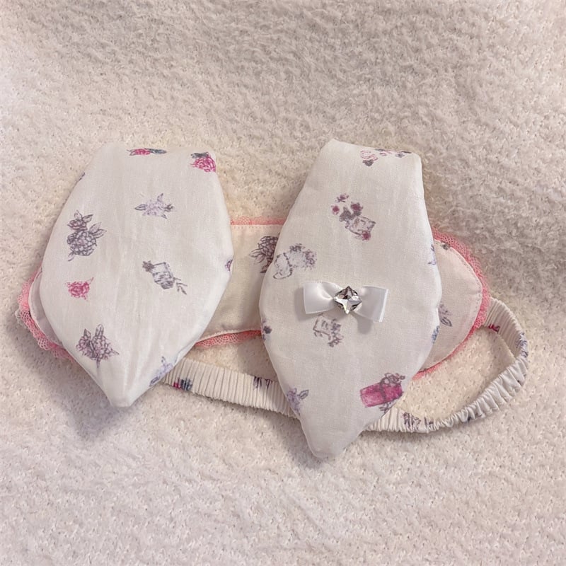 Ruoyang accesorii pentru cap – urechi de pisică / urechi de iepure, stil coreean, material textil, formă de floare, bandă pentru cap și elastic de păr