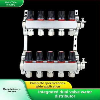 Rozdeľovač vody pre podlahové vykurovanie s integrovaným dvojitým ventilom, viaccestný rozdeľovač, priemer prispôsobiteľný