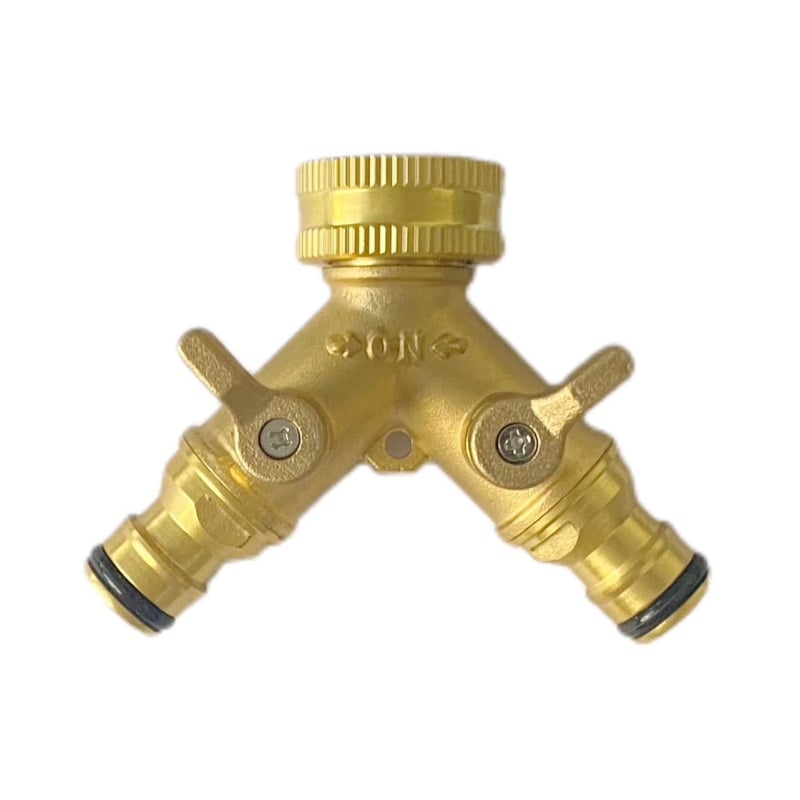 Χαλκός διανομέας ποτίσματος κήπου — διπλής ροής διανομέας νερού, βαλβίδα σφαίρας και Υ-τύπου σύνδεσμος