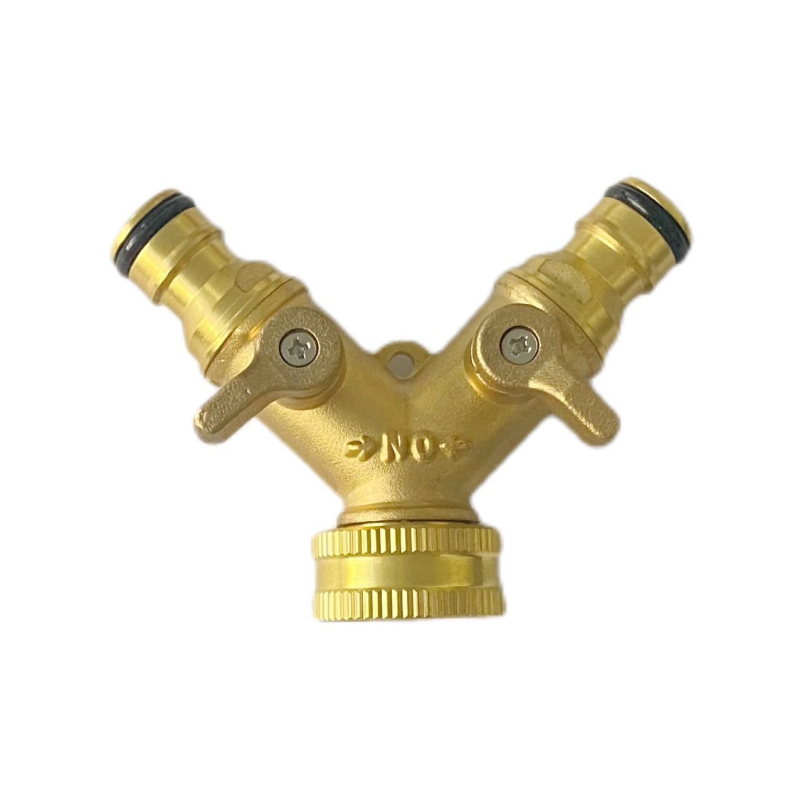 Χαλκός διανομέας ποτίσματος κήπου — διπλής ροής διανομέας νερού, βαλβίδα σφαίρας και Υ-τύπου σύνδεσμος