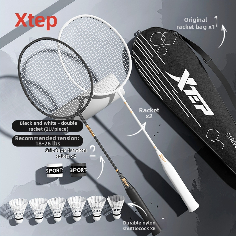Ρακέτα Μπάντμιντον από ανθρακονήματα, ελαφριά, ενιαίου σχεδιασμού, ευθύς άξονας, 95–100 g, μεσαία σκληρότητα, κατάλληλη για αρχάριους