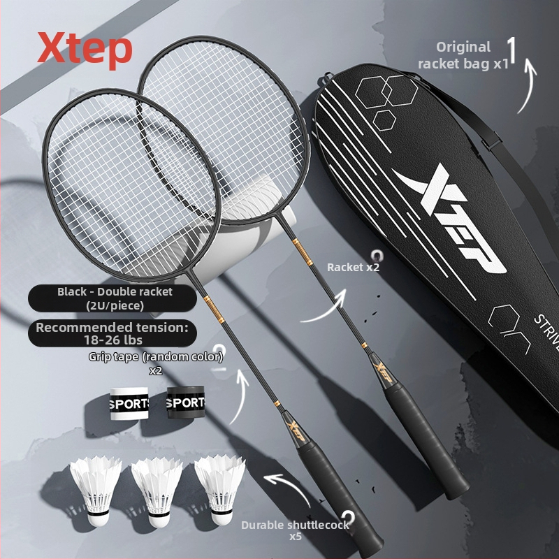 Ρακέτα Μπάντμιντον από ανθρακονήματα, ελαφριά, ενιαίου σχεδιασμού, ευθύς άξονας, 95–100 g, μεσαία σκληρότητα, κατάλληλη για αρχάριους