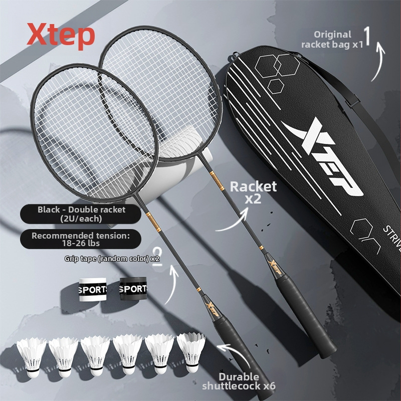 Ρακέτα Μπάντμιντον από ανθρακονήματα, ελαφριά, ενιαίου σχεδιασμού, ευθύς άξονας, 95–100 g, μεσαία σκληρότητα, κατάλληλη για αρχάριους