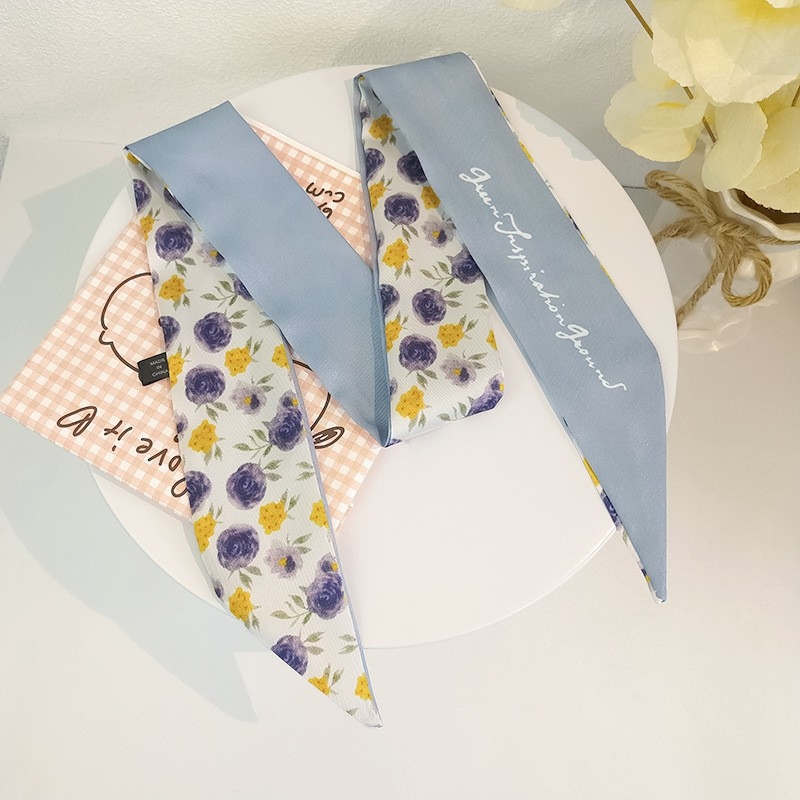 Bandă pentru păr din material textil în stil franțuzesc, cu accent floral și model în carouri — Număr de producție A177