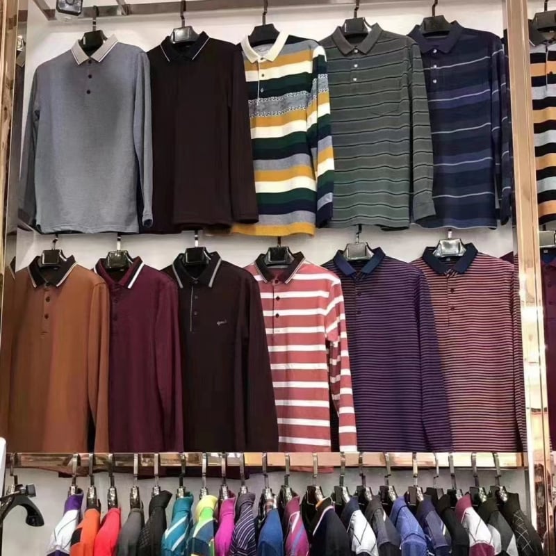 Muška polo majica s prugama od pamukovog mješavine, dugi rukavi, opušten kroj, jesen