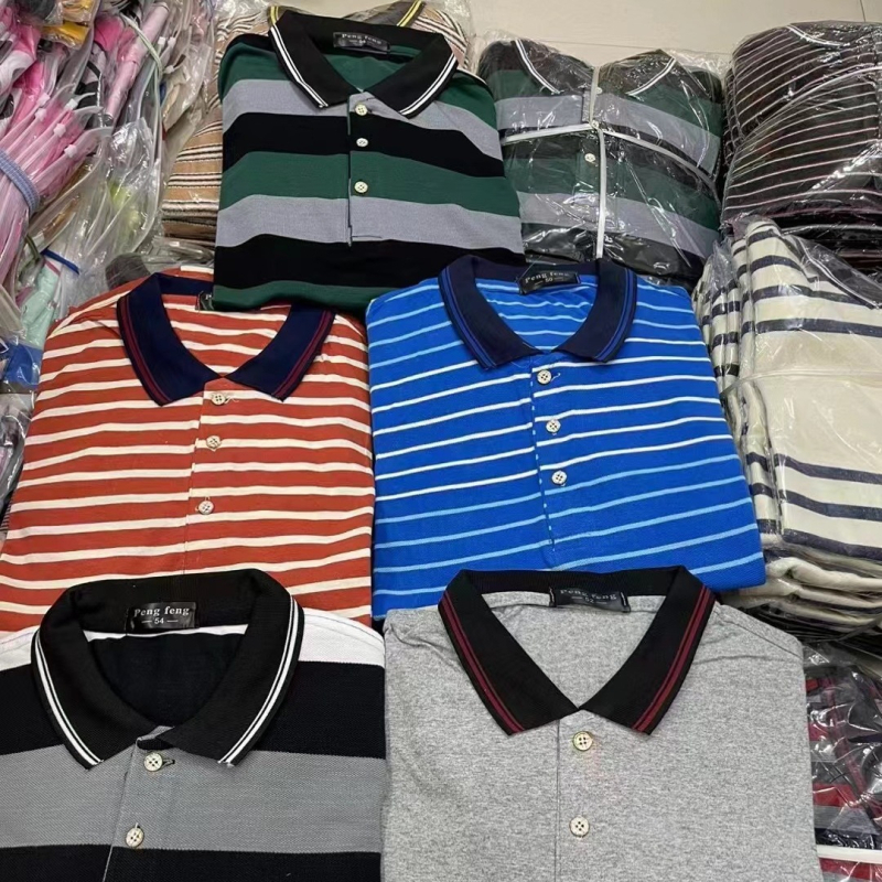 Muška polo majica s prugama od pamukovog mješavine, dugi rukavi, opušten kroj, jesen