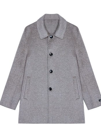 Férfi kétoldalas gyapjúkabát, középhosszú, 100% gyapjú, egysoros zárás