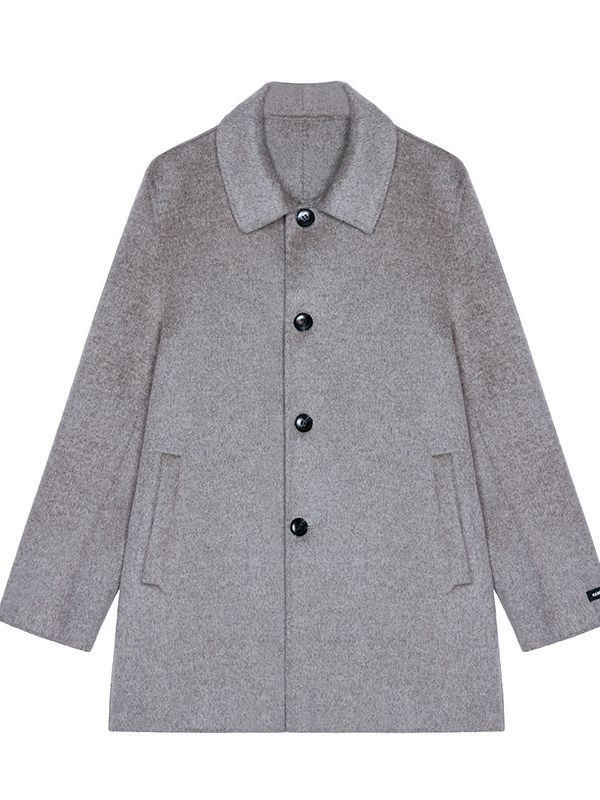 Férfi kétoldalas gyapjúkabát, középhosszú, 100% gyapjú, egysoros zárás