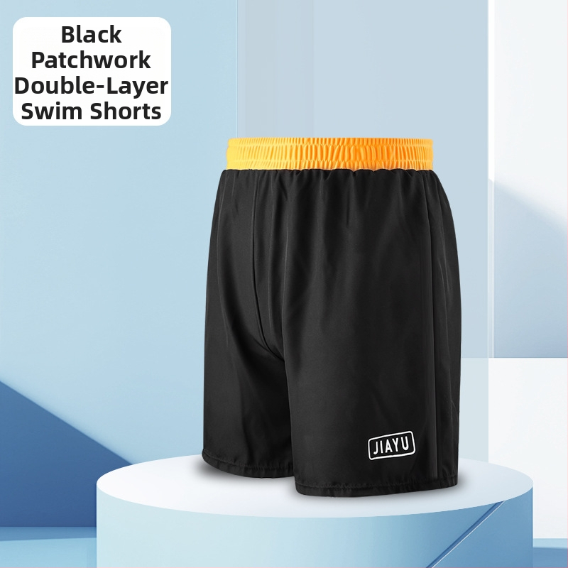 Мъжки плувни шорти – двойнослойни, бързосъхнещи, принт, външен плат полиестер с 86% акрилни влакна; подплата полиестер с 80% акрилни влакна