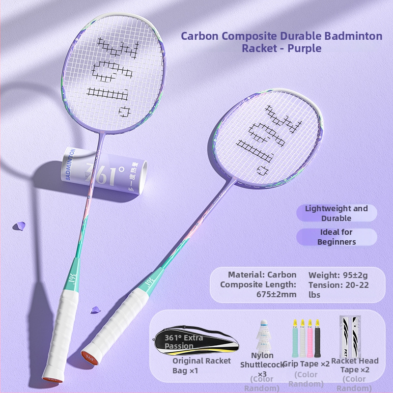 Ρακέτα Μπάντμιντον 361° – άμεσο χτύπημα; πλαίσιο από κράμα άνθρακα-αλουμινίου; βάρος 95-100 g; νάιλον χορδές; πάχος λαβής G5