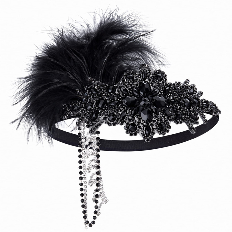 Accesorii pentru cap: bandă cu pene și lanț, în formă de stea, model carouri, Primăvara 2024