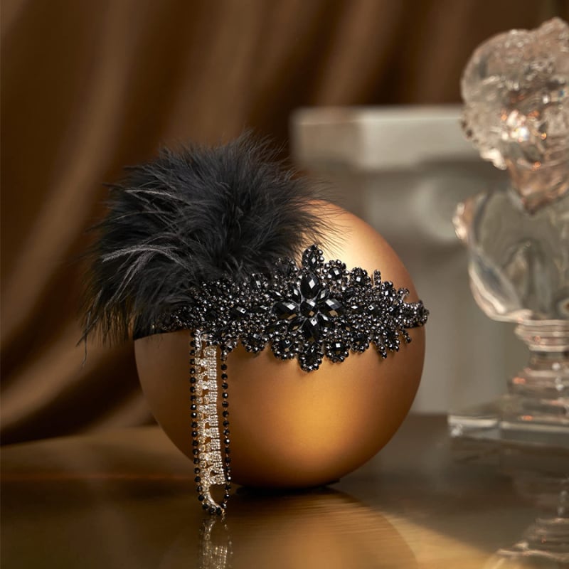 Accesorii pentru cap: bandă cu pene și lanț, în formă de stea, model carouri, Primăvara 2024