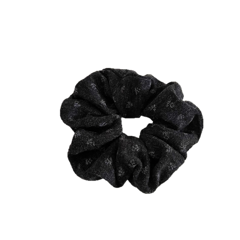 Scrunchie tricotat cu imprimeu floral mic în stil coreean pentru femei, material: țesut, tricotat, brand He Jingxi, elasticitate înaltă