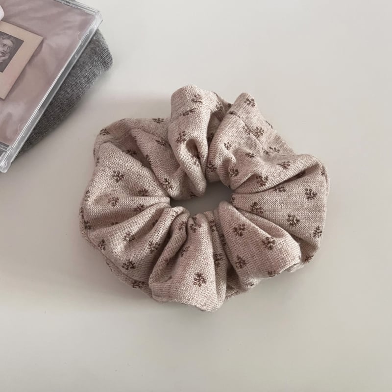 Scrunchie tricotat cu imprimeu floral mic în stil coreean pentru femei, material: țesut, tricotat, brand He Jingxi, elasticitate înaltă
