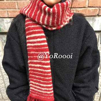 Šal pleteni s resicama i prugama, od poliesternog vlakna, warp-knit, topao za proljeće i jesen