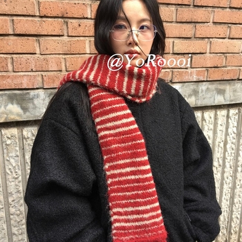 Šal pleteni s resicama i prugama, od poliesternog vlakna, warp-knit, topao za proljeće i jesen