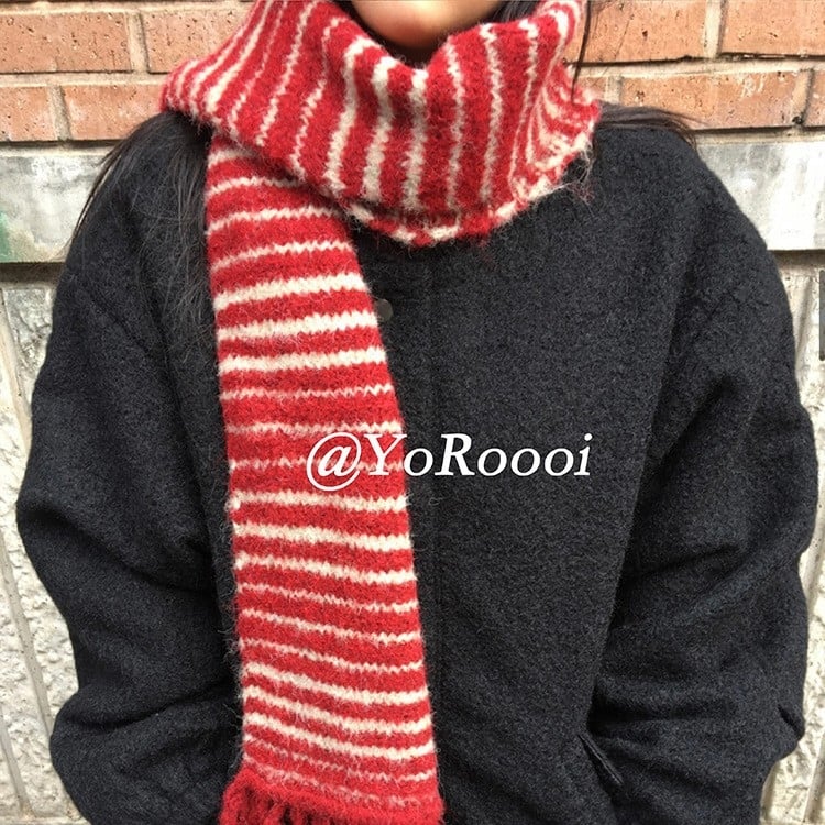 Šal pleteni s resicama i prugama, od poliesternog vlakna, warp-knit, topao za proljeće i jesen