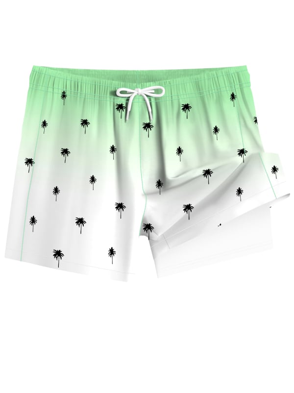 Șorturi de plajă pentru bărbați cu dublu strat, uscare rapidă — 95% poliester, 5% spandex; țesătură țesută, micro-elastic