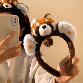 Pliš panda traka za glavu – ručno izrađena, unisex