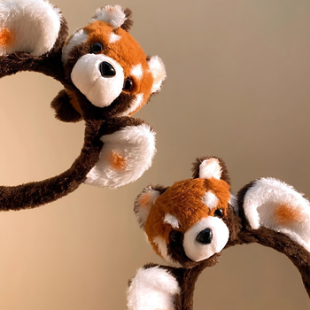 Pliš panda traka za glavu – ručno izrađena, unisex