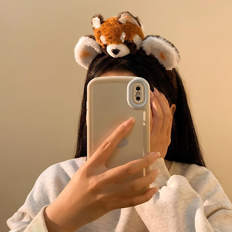 Pliš panda traka za glavu – ručno izrađena, unisex
