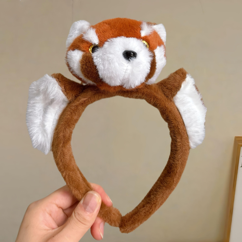 Pliš panda traka za glavu – ručno izrađena, unisex