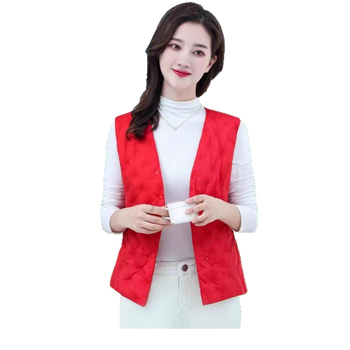 Дамски пухен жилет, тесен силует, V-образно деколте, Nylon плат, пух бял гъши 86–90%