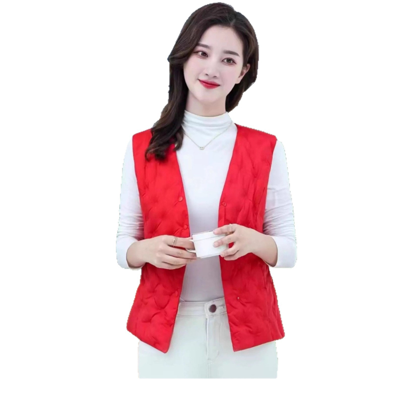 Дамски пухен жилет, тесен силует, V-образно деколте, Nylon плат, пух бял гъши 86–90%