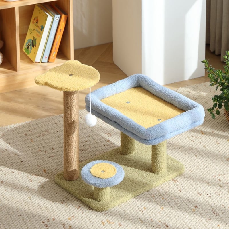 Πύργος ανάβασης γάτας με ενσωματωμένο στύλο γρατζουνίσματος από σχοινί κάνναβης, αγροτικό στυλ, υλικό: Άλλο, τοπικό προϊόν