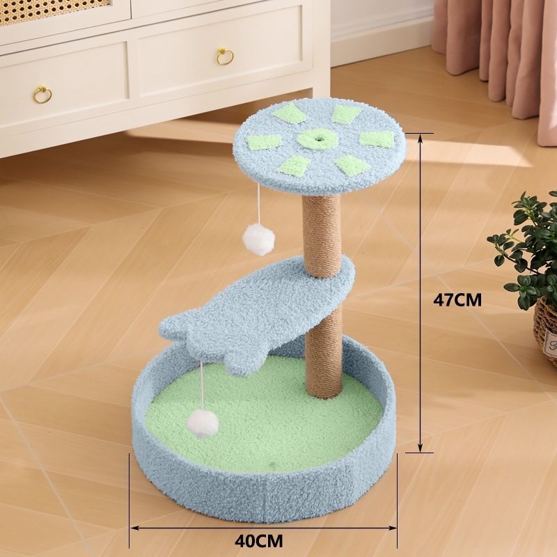 Πύργος ανάβασης γάτας με ενσωματωμένο στύλο γρατζουνίσματος από σχοινί κάνναβης, αγροτικό στυλ, υλικό: Άλλο, τοπικό προϊόν