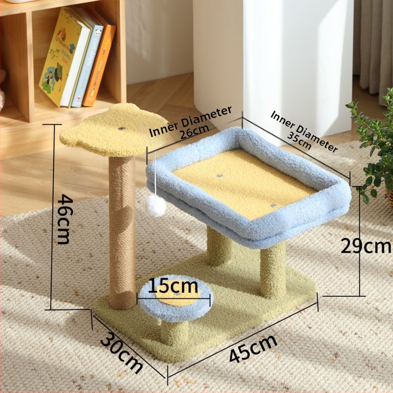 Πύργος ανάβασης γάτας με ενσωματωμένο στύλο γρατζουνίσματος από σχοινί κάνναβης, αγροτικό στυλ, υλικό: Άλλο, τοπικό προϊόν