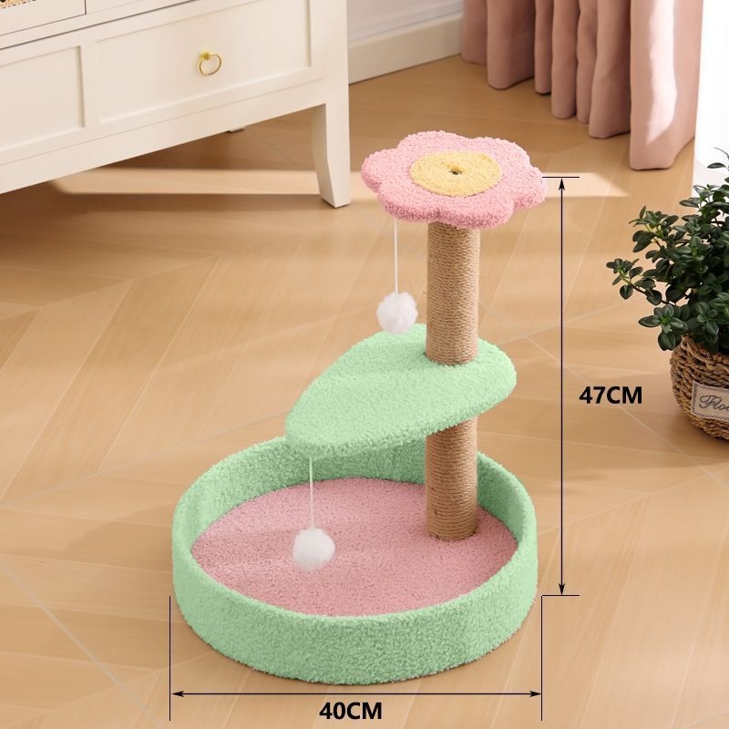 Πύργος ανάβασης γάτας με ενσωματωμένο στύλο γρατζουνίσματος από σχοινί κάνναβης, αγροτικό στυλ, υλικό: Άλλο, τοπικό προϊόν