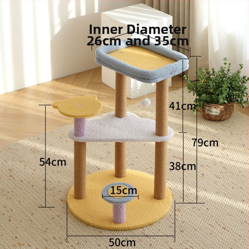 Πύργος ανάβασης γάτας με ενσωματωμένο στύλο γρατζουνίσματος από σχοινί κάνναβης, αγροτικό στυλ, υλικό: Άλλο, τοπικό προϊόν