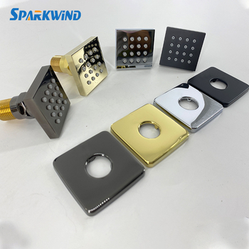 Réz szögletes zuhanyfej oldalsó és felső vízsugárral, masszázs és eső üzemmóddal (Anyag: Réz; Funkciók: Sugárzás, Masszázs, Hab, Eső; Szerelés: Menetes csatlakozás; Bevonat: Elektroplatázás)