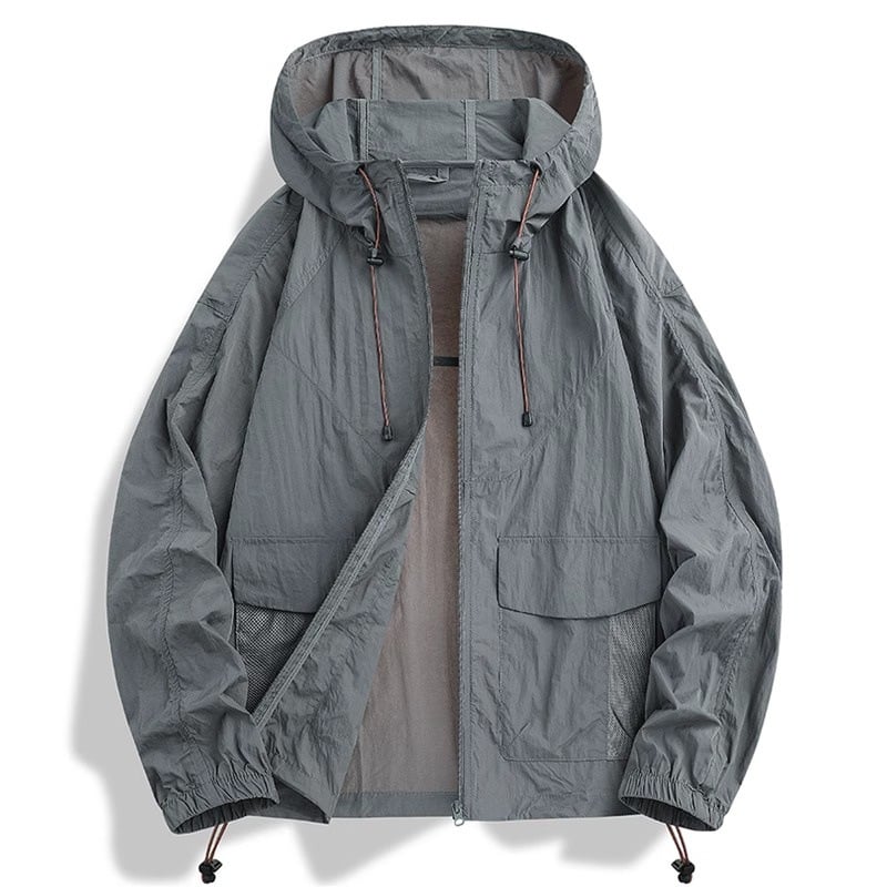 Jakna s kapuljom i UV zaštitom, ultra-tanka za ljeto, slobodan kroj, više džepova, zatvarač