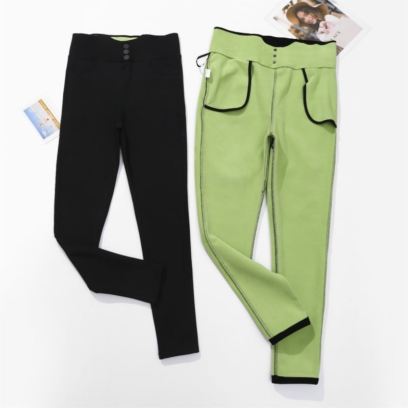 Colanți de damă cu talie înaltă, căptuți cu fleece, foarte elastici, croială slim