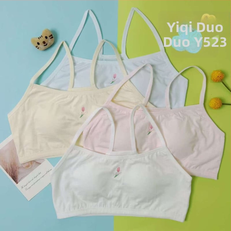 Športová podprsenka pre dievčatá, Yiqi Duoduo, bavlna, mäkké spracovanie, pre dievčatá od 8 rokov a výšku nad 140 cm, vhodný po celý rok